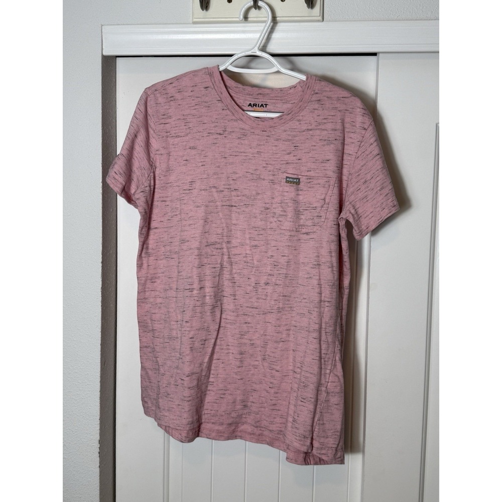 Ariat Shirt Mens Large‎ Pink Rebar Cotton Strong Short Sleeve Pocket Tee Top
